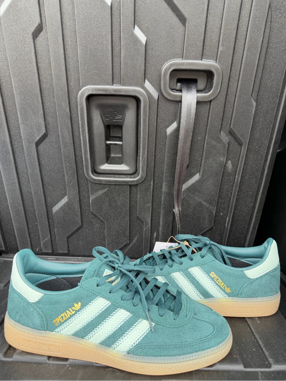 Adidas Teal and Light Mint Suede Sneakers